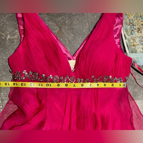 Fuchsia V-neck , A-Line Nika by Niki Kapoor dress - Picture 6 of 6
